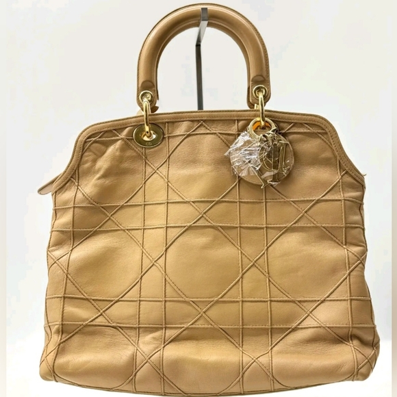 CHRISTIAN DIOR CANNAGE QUILTED LEATHER GRANVILLE TOTE BAG MEDIUM - Picture 1 of 10